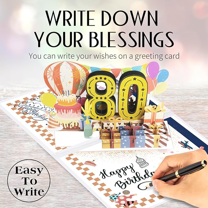 Funny 80th Birthday Card for Women Men, 3D Pop Up 80th Birthday Decorations for Her Him, Happy 80th Birthday Gifts for Grandma Grandpa, Jumbo 80 Year Old Birthday Card, Review of 1945, Classy (8"x10")