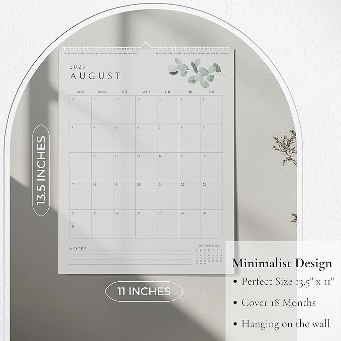 Vertical Greenery Wall Calendar 2025, 18 Months Calendar for Wall January 2025 to June 2026, 11x13.5 Inches Spiral Twin-Wire Binding