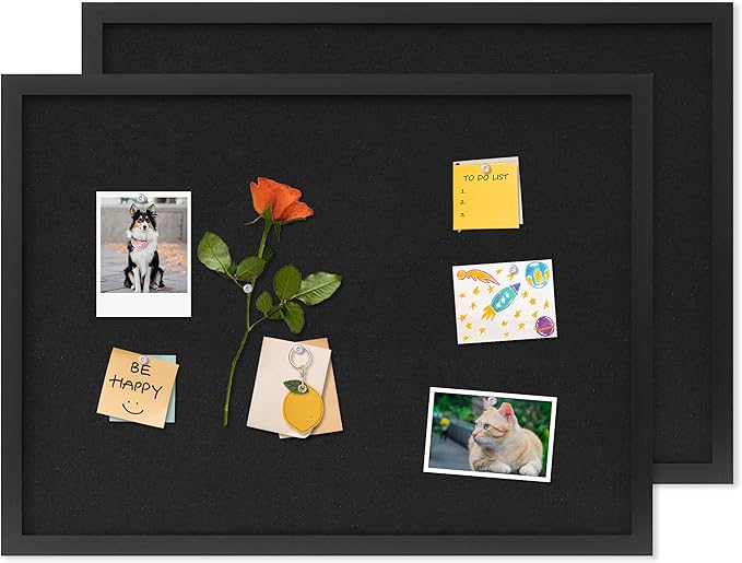 Cork Board with Linen Black 2Pack,Bulletin Board 23"x17", Corkboards for Office Home School Message Board or Vision Board Decoration.