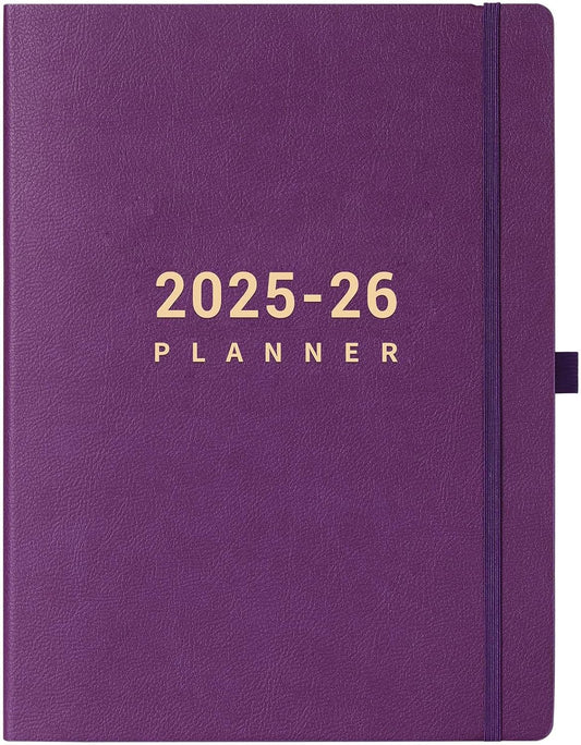2025-2026 Planner - Academic Planner 2025-2026, July 2025 - June 2026, Planner Daily Weekly and Monthly, 8.5" x 11", Pen Holder, Calendar Stickers, Pocket, 25 Notes Pages, Faux Leather Cover