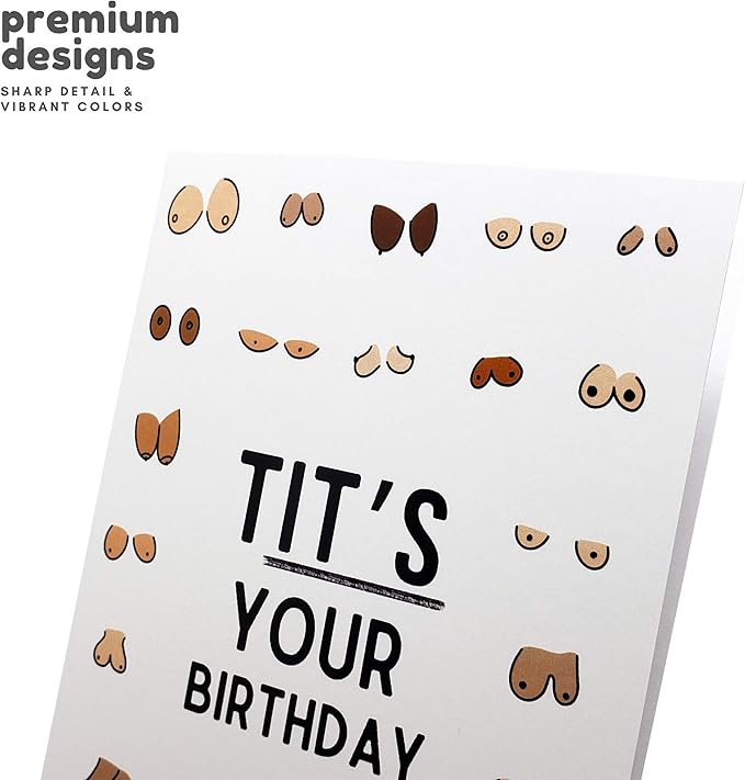 Sleazy Greetings Funny Birthday Card For Women or Men | Cheeky Boob Card For Him Her | Best Friend Bday Card with Matching Envelope | Tit's Your Birthday