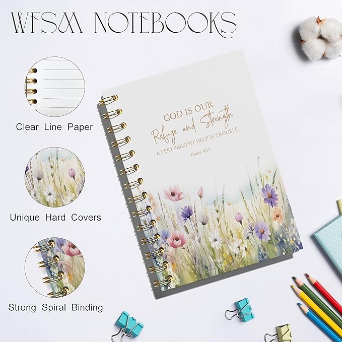 Bible Floral Notebook - Prayer Journal, Christian Gifts Journal, Bible Verse Notebook, Daily Prayer Journal, Bible Notebooks for Note Taking, Christian Gifts, 5.5x8.3 Inches
