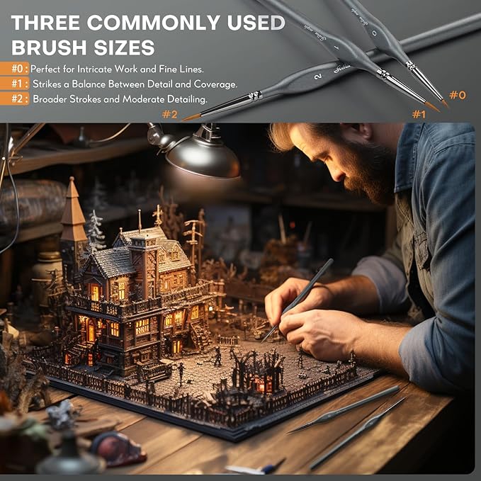 Golden Maple Miniature Paint Brushes Drybrush-10pcs Model Detail Paint Brush Set, Small Fine tip Brushes for Acrylic, Watercolor & Paint by Number, Citadel, Figurine, 40k