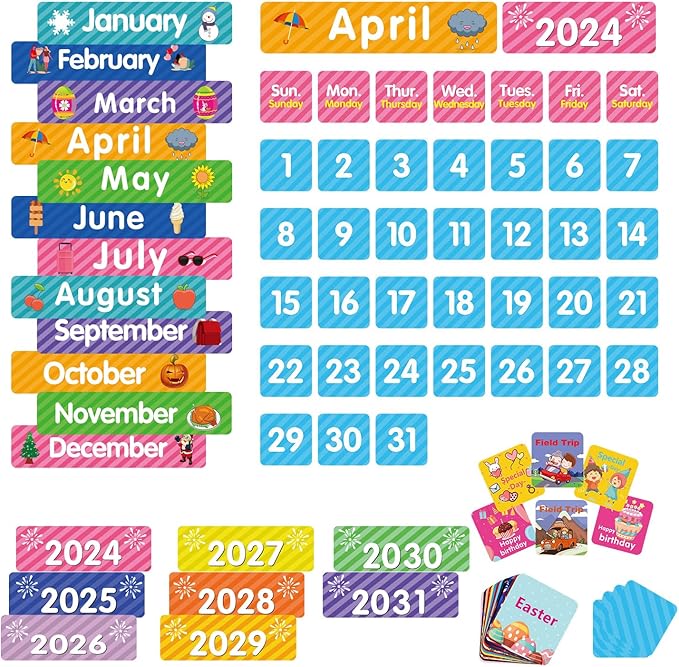 REGELETO Large 44 Pockets Calendar Pocket Chart for Classroom with 85 Cards, Size:25” X 24” Monthly Calendar and Weather Black Pocket Chart for Kids Learning for Home or Kindergarten (44 Pockets)