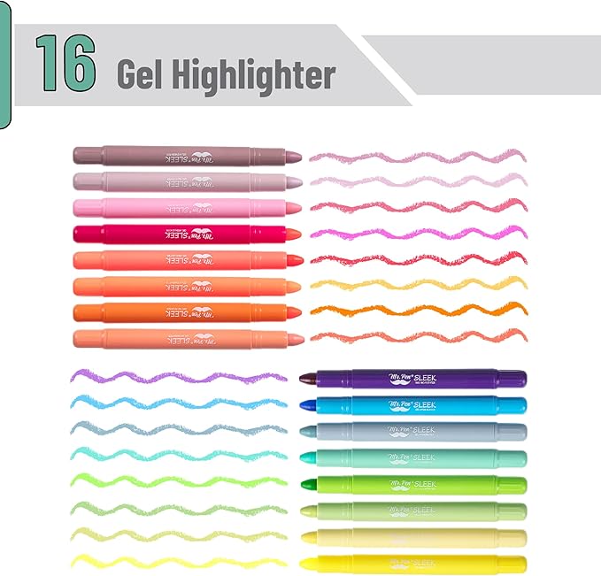 Mr. Pen- Gel Highlighter, 16 Pack, Morandi and Vibrant Colors, Bible Highlighters No Bleed Highlighters, Bible Highlighter, Bible Markers, Gel Highlighters for Bibles, Highlighter
