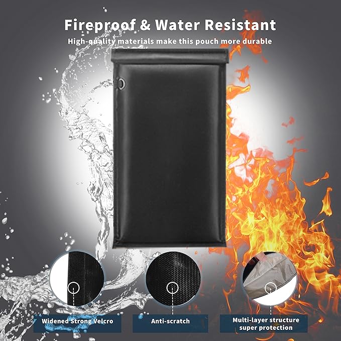 Faraday Bag for Phone, Faraday Pouch for Key Fob, Fireproof & Waterproof Faraday Bags EMP Proof, Faraday Key Fob Protector, Cell Phone Signal Jammer (2 Pack)