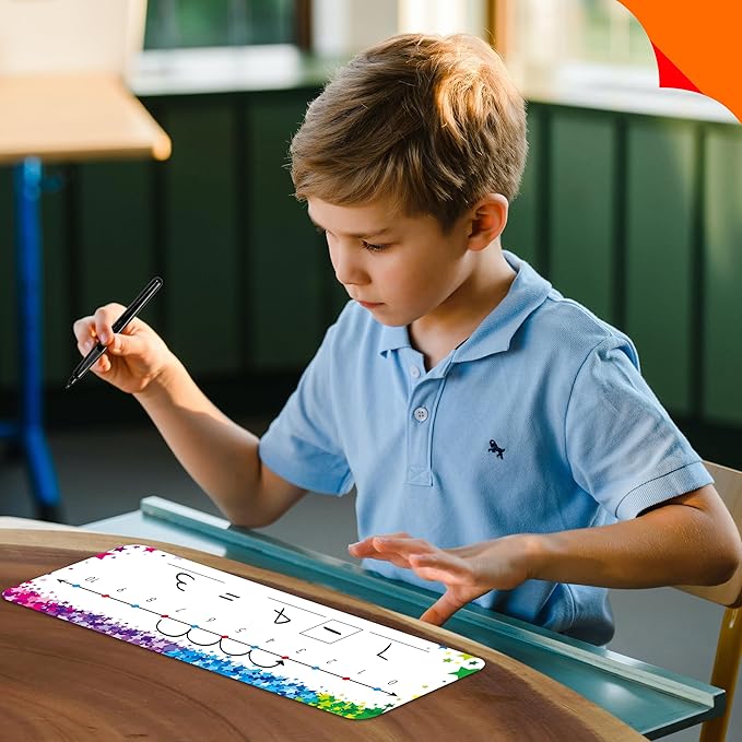 15 PCS Number Line Dry Erase Boards, Writable and Erasable Double Sided Board-0-10 on One Side & 0-20 on Other Side Math White Board for Kids, Students, Classroom and Home (12” x 4”, Colorful Stars)