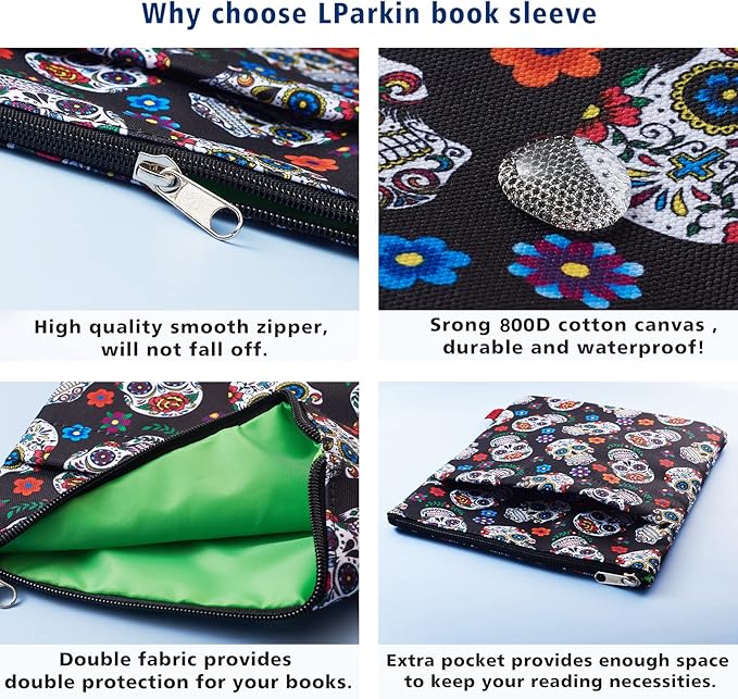 Book Sleeve for Book Lovers, Bookish Book Protector, Book Covers for Paperbacks, Washable Fabric, Book Sleeves with Zipper, Medium 11 Inch X 8.7 Inch