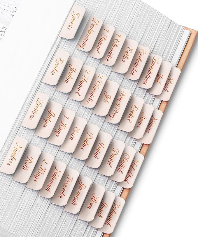 Mr. Pen- Bible Tabs, 75 Tabs, Soft Blush, Bronze Foil Embossed Lettering, Laminated Bible Tabs for Women and Men, Bible Tabs for Study Bible Index Tabs, Bible Book Tabs, Bible Labels Tabs