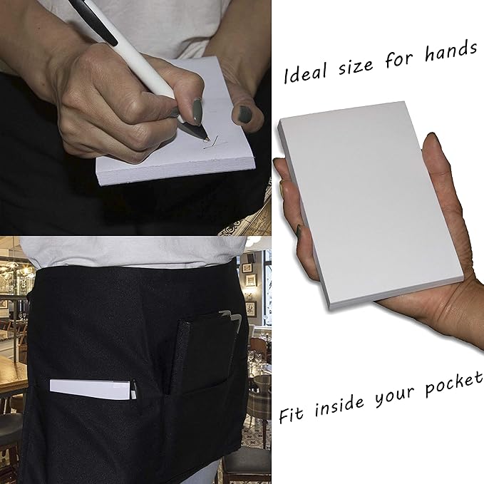 FMP Brands 10 Pack Note Pads 4x6, 100 Sheets Per Memo Pad, Writing Scratch Pad, Blank Notepad, White Waitress Server Note Pads, Paper Pad, To Do Grocery List Small Notepads