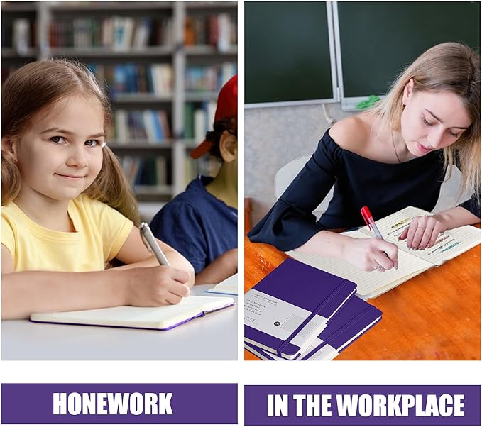 Lined Journal Notebook, 10Pack(Purple), 160 Pages, Medium 5.7 inches x 8 inches - 100 gsm Thick Paper, Hardcover