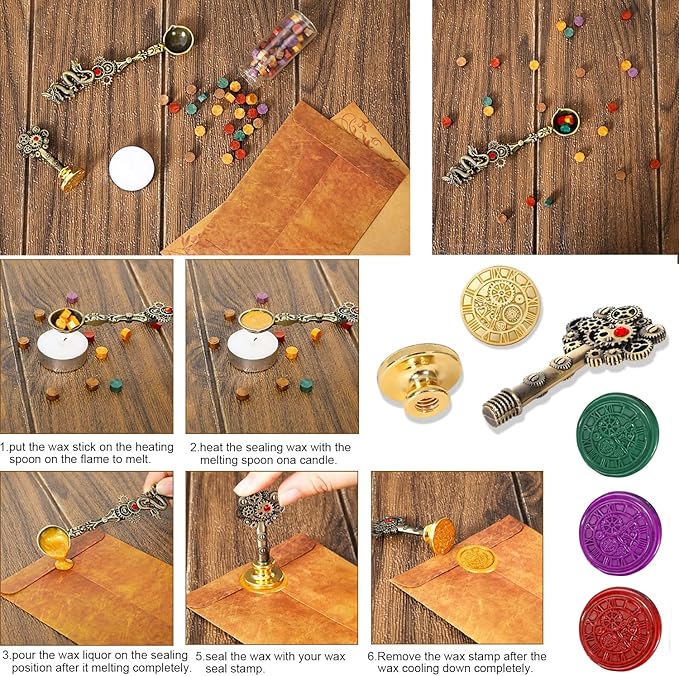 Feather Pen Ink Set With Quill Pen, Notebook, 5 Replaceable Nibs, Seal Stamp, Spoon, Wax Beads, White Wax, Ink, Holder Cup, Envelope, Letter Paper, Envelope Tool(grey)