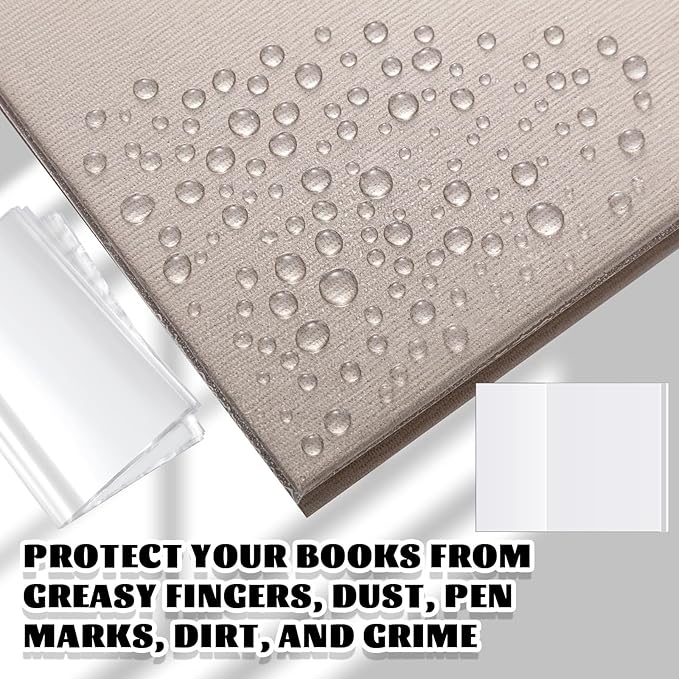 ReliThick 100 Pack Adjustable Transparent Book Covers 9.5 x 15 Inches Clear Plastic Waterproof Covers, with Self Adhesive Closure, Protector Against Dust, Wear, Paperback Sleeve for Books