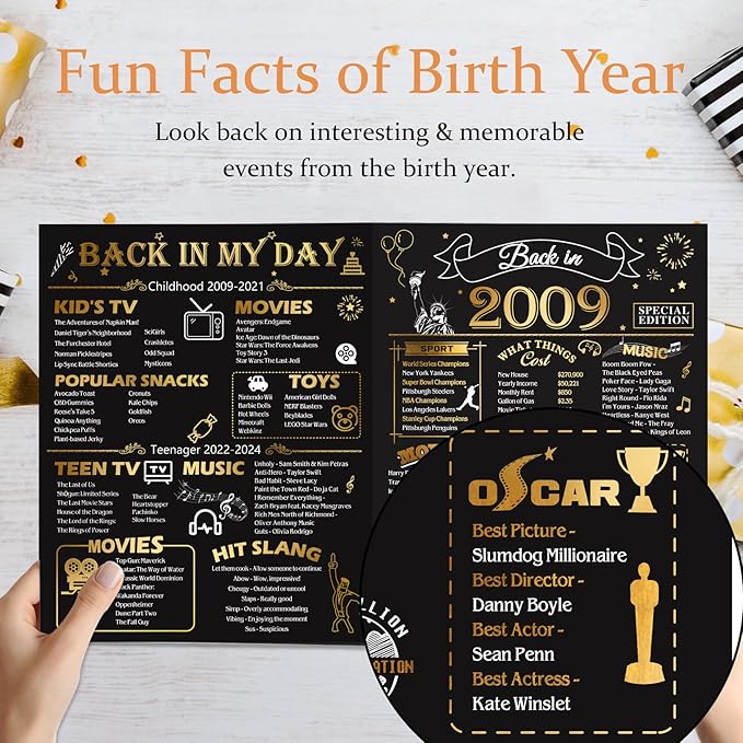 16th Birthday Card for Girls Boys, 3D Pop Up 16th Birthday Gifts Cards, Happy 16 Birthdays Decorations for 16 Year Old Son Daughter, Funny Back In 2009