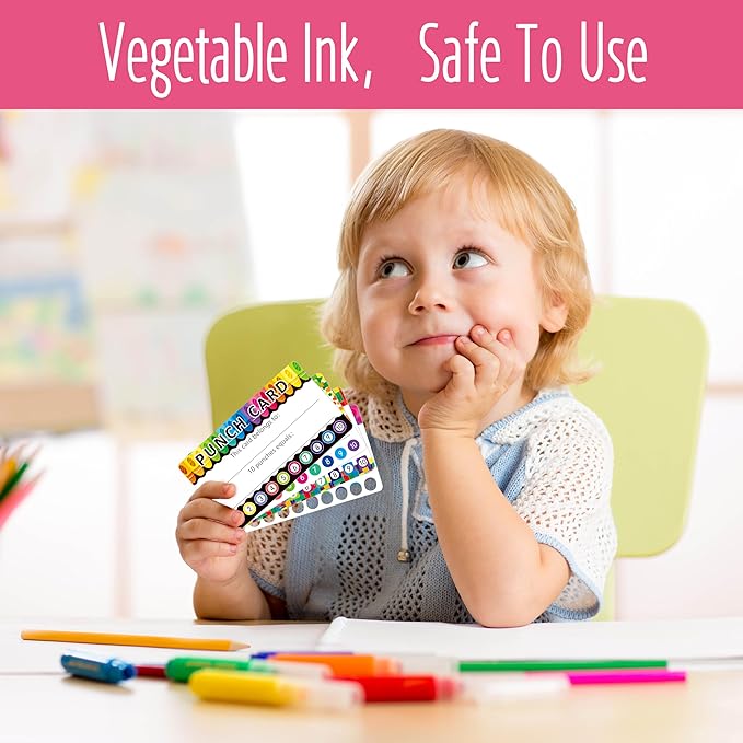 332 PCS Punch Cards, 4 Designs Incentive Reward Card Student Awards Loyalty Cards for Business, Classroom, Kids Behavior, Students, Teachers (3.5” x 2”)