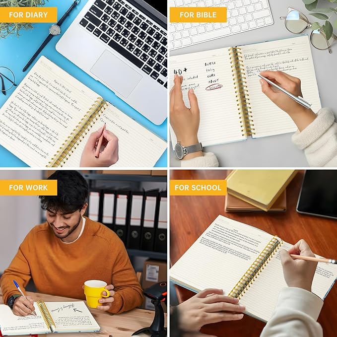 300 Pages Journal 100GSM Pages 3 Pockets Thick Superhard Cover Spiral Notebook 8.5x11 college ruled Spiral Journal Van Gogh Notebook Spiral Bound Journals for Women Writing School, Gift Starry Night Notebook