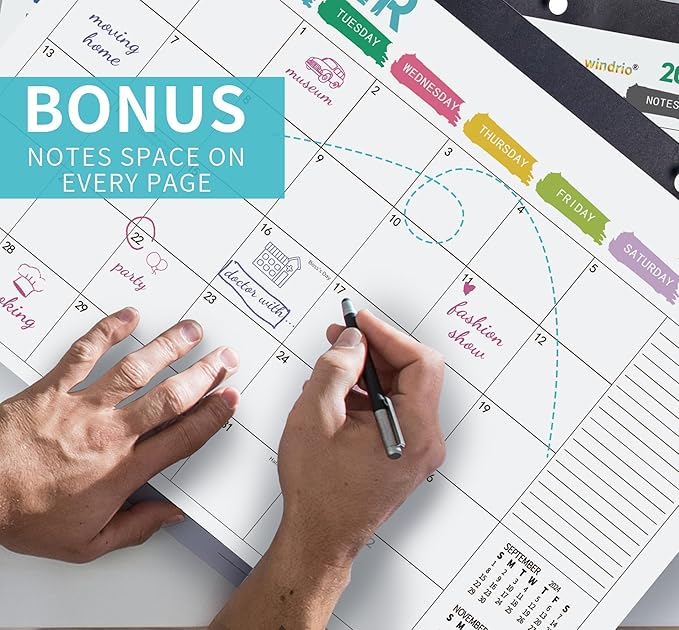 Desk Calendar 2025 Wall Calendars, December 2024 - December 2025 Monthly Planner Paper Office Desktop 17"X 12", 14-Months, Planning and Organizing Home, School, Office, Holiday, Vacation