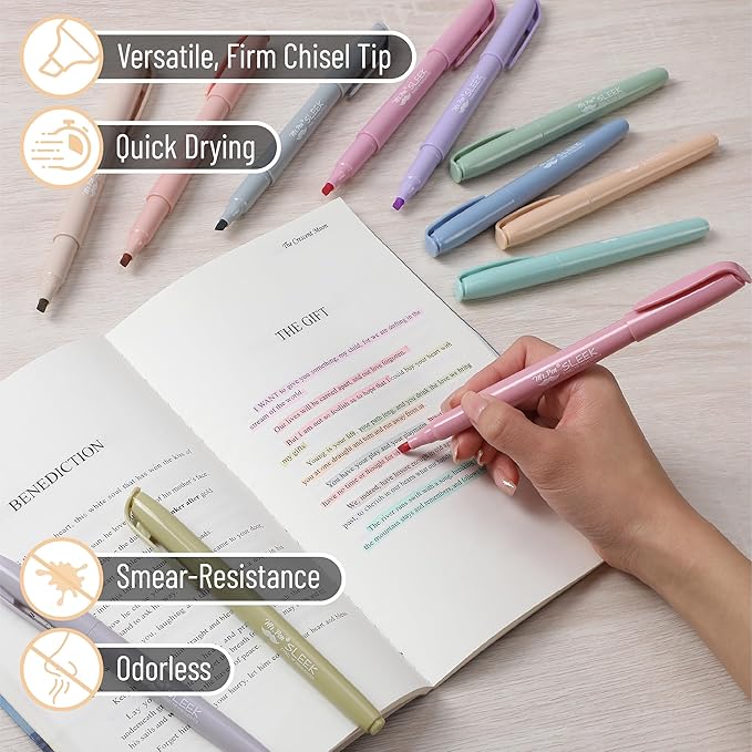 Mr. Pen Highlighters - 12 Pack, Chisel Tip, Pastel Colors, No Bleed, Set