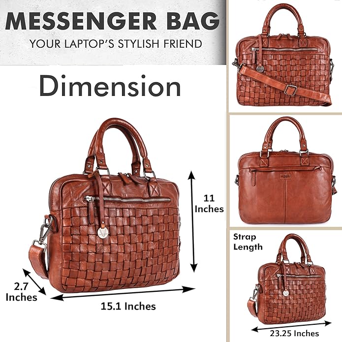 Genuine Leather Laptop Bag For Men 15 Inch, Messenger Bag For Women