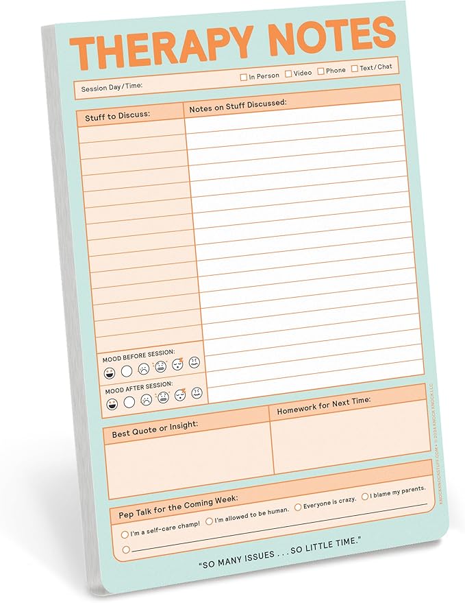 Knock Knock Therapy Notes Pad: Record Stuff to Discuss in Therapy + Session Notes & Discussion, 6 x 9-Inches