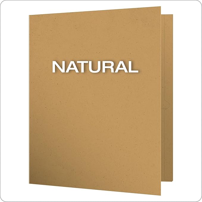 EarthWise by Oxford Two-Pocket Folders, Natural, Letter Size, 25 per Box, (78542)
