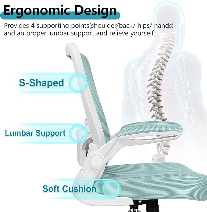 FelixKing Office Chair, Ergonomic Desk Chair Breathable Mesh Chair with Adjustable High Back Lumbar Support Flip-up Armrests, Executive Rolling Swivel Comfy Task Computer Chair for Home Office