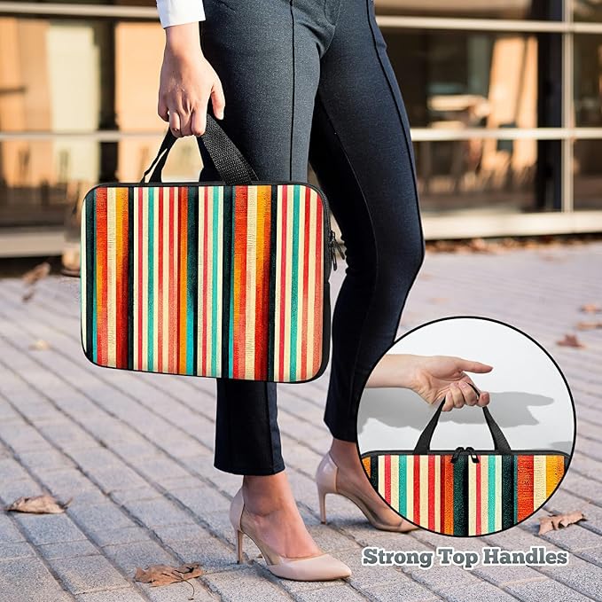Universal Laptop Sleeve Tablet Case 12 inch, Colorful Vertical Stripes Slim Carrying Case Durable Handbag Travel Laptop Bag for Surface Pro 9 8 7/Laptop Go 2 3, MacBook Air 11/12