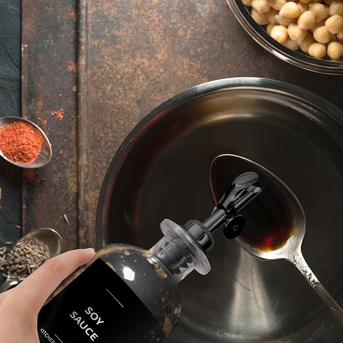 Olive Oil Labels for Glass Bottles - 2.5" x 2.5" Waterproof & Oil-Proof Kitchen PVC Sticker Labels for Oils, Vinegars, Sauces, Cooking Wines & Condiments - Minimalist Black, 39pcs