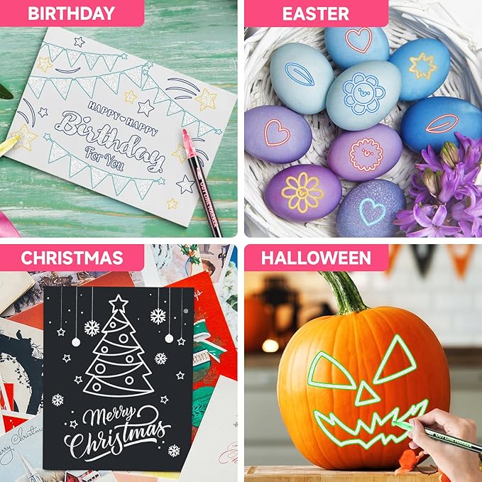 Easter Basket Essentials, 12 Colors Shimmer Markers Outline Glitter Pens, Easter Basket Stuffers for Teens, Teen Girl Gifts Trendy Stuff, Art Supplies Crafts Gifts for 4-12 Year Old Girls