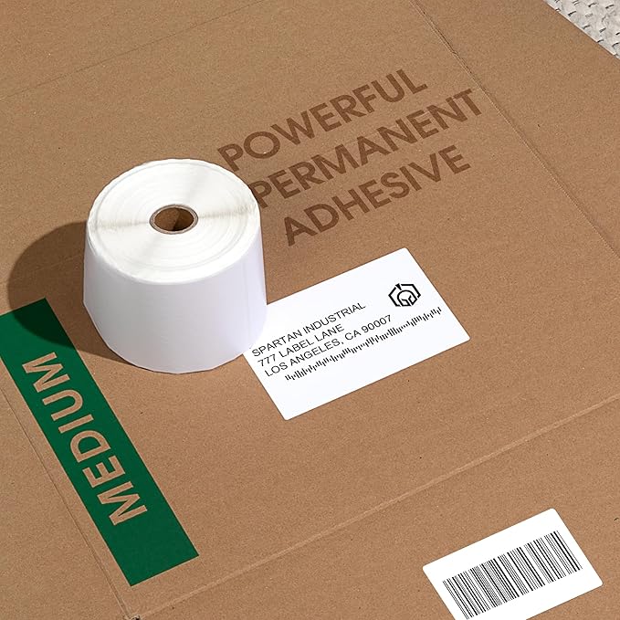 Spartan Industrial - 2.25" X 1.25” Direct Thermal Labels, Perforated Barcode Address Labels, Compatible with Rollo & Zebra Desktop Printers - 10 Rolls, 1000/Roll