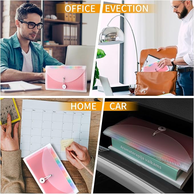 Nicecho Receipt Coupon Organizer, 13 Pockets Small Accordion File Organizer with Labels for Receipt Cards, Bill Business, Coupons Storage, 10.2X 5.1 Inches (Transparent)