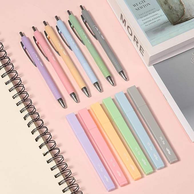 Mr. Pen- Aesthetic Highlighters and Pens No Bleed, 12 Pack, Assorted Colors Bible Highlighters No Bleed, Black Ink Bible Pens, No Bleed Highlighters for Bibles, Bible Pens No Bleed Through
