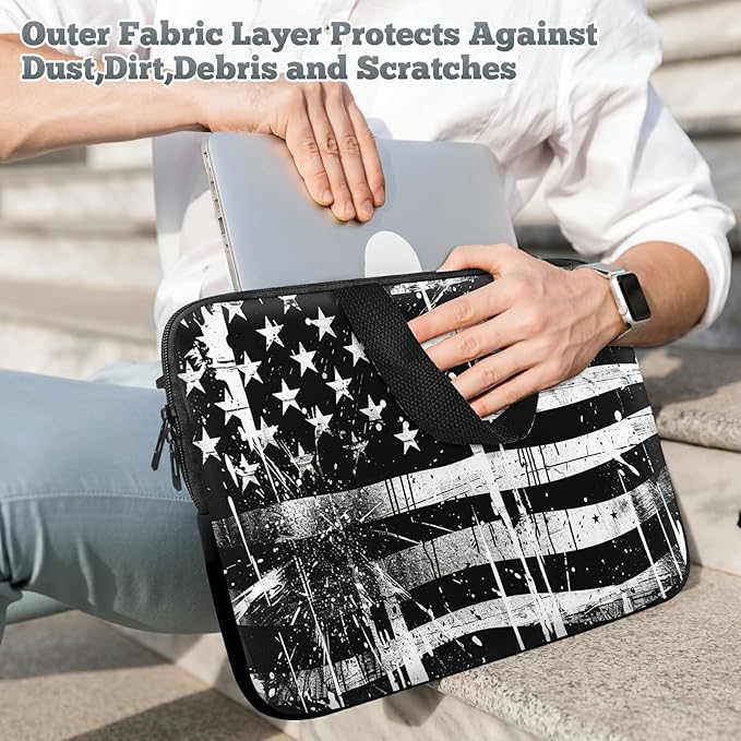 Universal Laptop Sleeve Tablet Case 12 inch, Retro Dirty Flag Slim Carrying Case Durable Handbag Travel Laptop Bag for Surface Pro 9 8 7/Laptop Go 2 3, MacBook Air 11/12