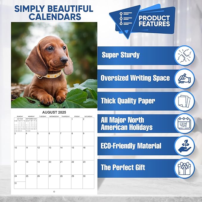 2025 Dachshund Weiner Dogs Monthly Wall Calendar | 12" x 24" | Thick Sturdy Paper | 2025 Wiener Dog Calendar
