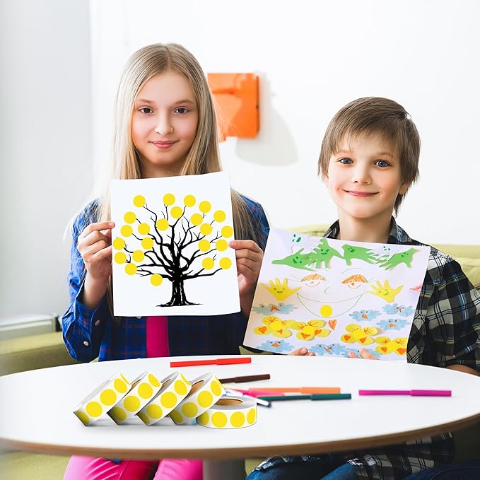 PARLAIM 0.75 inch Diameter Colored Dot Stickers 4 Rolls Pack 4000pcs Yellow Round Label Color Coding Marking Stickers Permanent Adhesive for Garage Sale