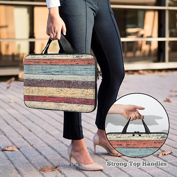 Universal Laptop Sleeve Tablet Case 12 inch, Retro Wood Slim Carrying Case Durable Handbag Travel Laptop Bag for Surface Pro 9 8 7/Laptop Go 2 3, MacBook Air 11/12