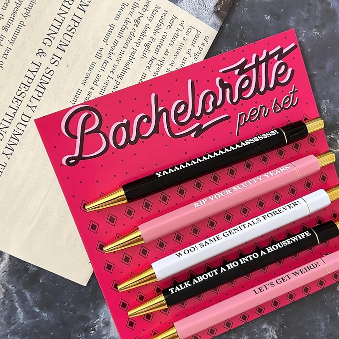 Jxueych Funny Pens 5-Count, Black Ink,Medium Nib 1.0mm, Funny Office Gifts for Coworkers, Personalized Pens Vibrant Funny Quotes Swear Word Daily Pen Set (N)