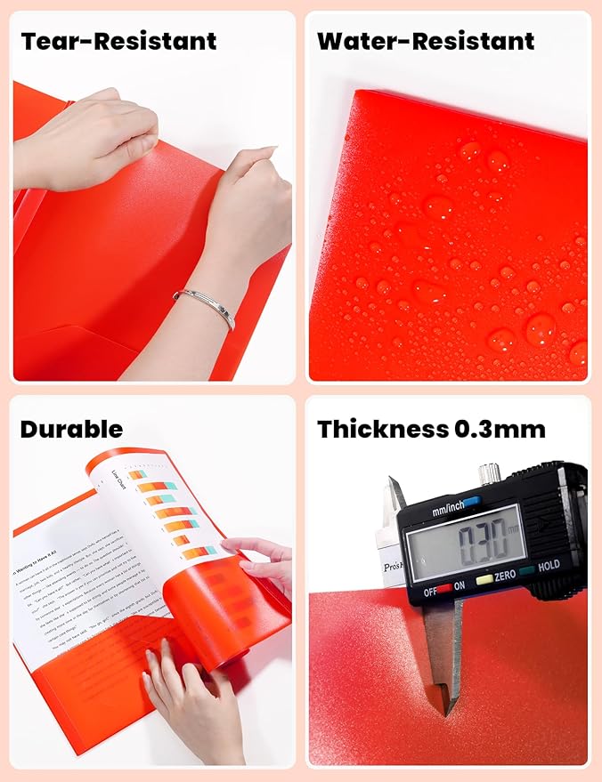 SUNEE 2 Pocket Folders with Prongs (3 Pack, Red) Plastic Folders with Pockets and Prongs Fit Letter Size, Poly Folders with Pockets for School Office Home Business