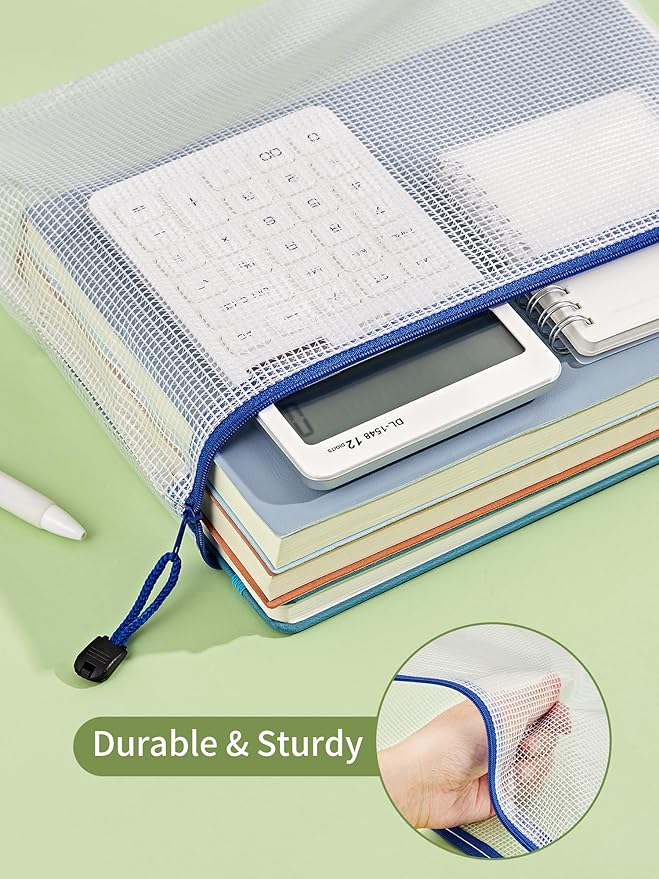 JARLINK 20 Pack 10 Colors Zipper Mesh Document Pouch, Letter Size/A4 Size, Plastic Water-Resistant File Bags, for School Office Supplies Cosmetics Travel Storage, Assorted Color