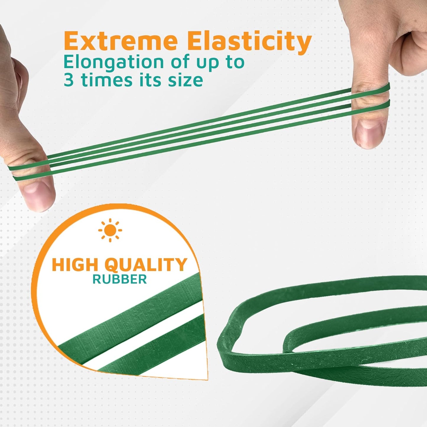 PlasticMill Green Rubber Bands Size 33 (3 1/2" x 1/8") - #33 Colored Rubber Bands Office Supplies - Strong, Elastic Bands for Crafts, Balloon Garland, Cash, File Folders (500-Pack)