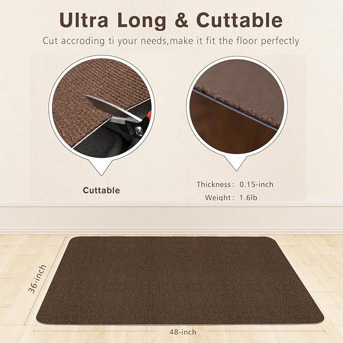 Sycoodeal Office Chair Mat,Computer Gaming Desk Chair Mat for Hard Wood & Tile Floor,Large Anti-Slip Floor Protector Rug,Anti-Slip Home Chair Mat,Easy to Clean,48" X 36" Coffee