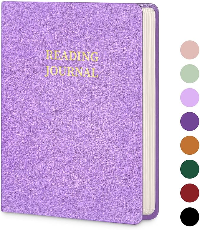 Reading Journal Book Lovers Gifts Book Journal Hardcover Leather For Readers Review and Track Your Reading with 121 Book Reviews, 5.8”x8.3”,Light Purple