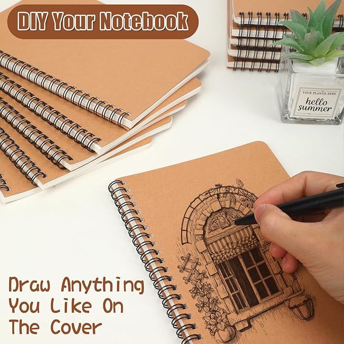 miikoul 150 Packs A5 Spiral Notebooks, 8.3"×5.5", 60 Sheets/120 Pages, Hardcover Lined Journal Notepad Travel Notebooks for Office and School Supplies