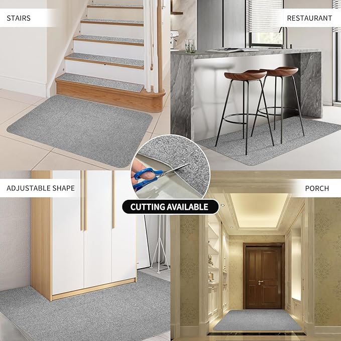 SHAREWIN Office Chair Mat for Hardwood/Tile Floor, 55"x35" Computer Gaming Chair Mat, Under Desk Low Pile Office Rug, Easy-Clean Floor Protector Mat, Light Grey