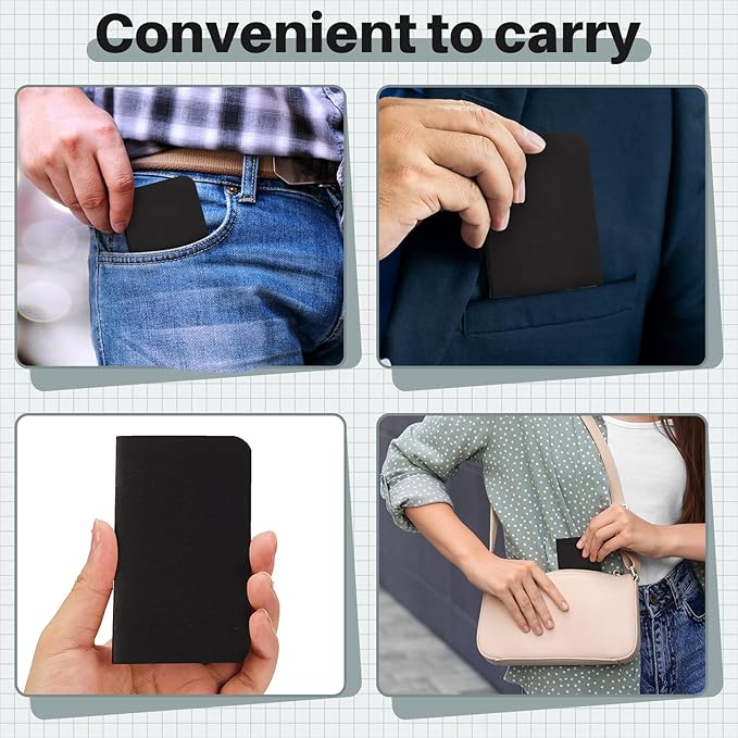 Outus 15 Pcs Mini Pocket Notebook 2.5" x 4" Small Journal Kraft Paper Notepads Bulk Softcover Pocket Notepad Memo Diary Subject Notebooks for Traveler Worker(Black,Blank Style)