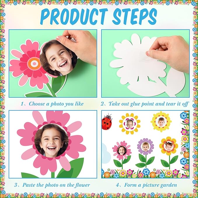 Kosiz Spring Flower Bulletin Board Decorations Set Great Minds Bloom Here Classroom Decorations Colorful Butterfly Rainbow Cloud Paper Cutouts with Floral Borders for School Chalkboard Wall Door Home