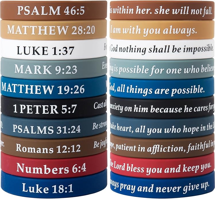 QEERBSIN Bible Verses Bracelets Motivational Christian Rubber Bracelets Faith Hope Wristbands Bracelets for Men Women Teens