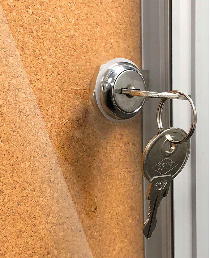Thornton's Office Supplies Indoor Aluminum Frame Wall Mount Enclosed Cork Bulletin Board with Locking Door Lockable Noticeboard Display Case (24 x 36)