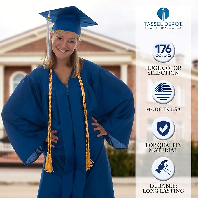 Tassel Depot Graduation Honor Cord - Navy/White - Every School Color Available - Made in USA