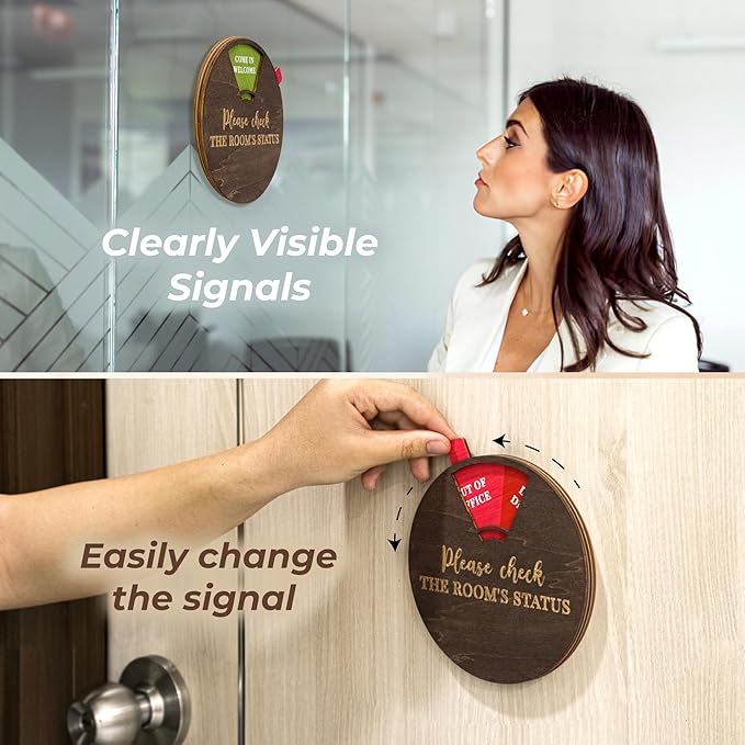 Office Door Sign Available and Away - 6 Options Out Of Office Sign for Door, Funny Do Not Disturb Door Hanger Sign for Office, In A Meeting Sign for Office Door, Work from Home Privacy Sign